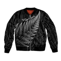New Zealand Te Reo Māori Bomber Jacket Simple Black Fern