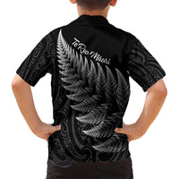 New Zealand Te Reo Mori Family Matching Off Shoulder Maxi Dress and Hawaiian Shirt Simple Black Fern LT9 - Polynesian Pride
