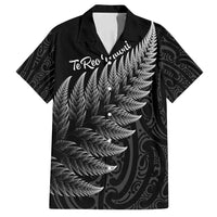 New Zealand Te Reo Mori Family Matching Off Shoulder Short Dress and Hawaiian Shirt Simple Black Fern LT9 Dad's Shirt - Short Sleeve Black - Polynesian Pride