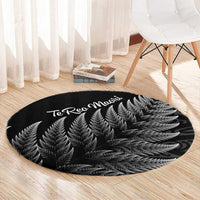 New Zealand Te Reo Māori Round Carpet Simple Black Fern