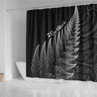 New Zealand Te Reo Mori Shower Curtain Simple Black Fern LT9 - Polynesian Pride