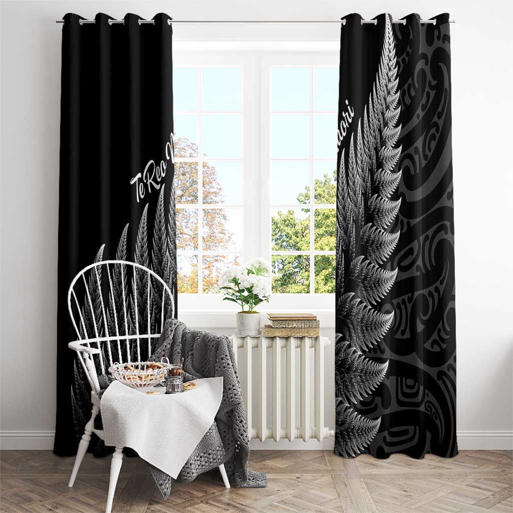 New Zealand Te Reo Māori Window Curtain Simple Black Fern