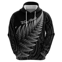 New Zealand Te Reo Māori Zip Hoodie Simple Black Fern