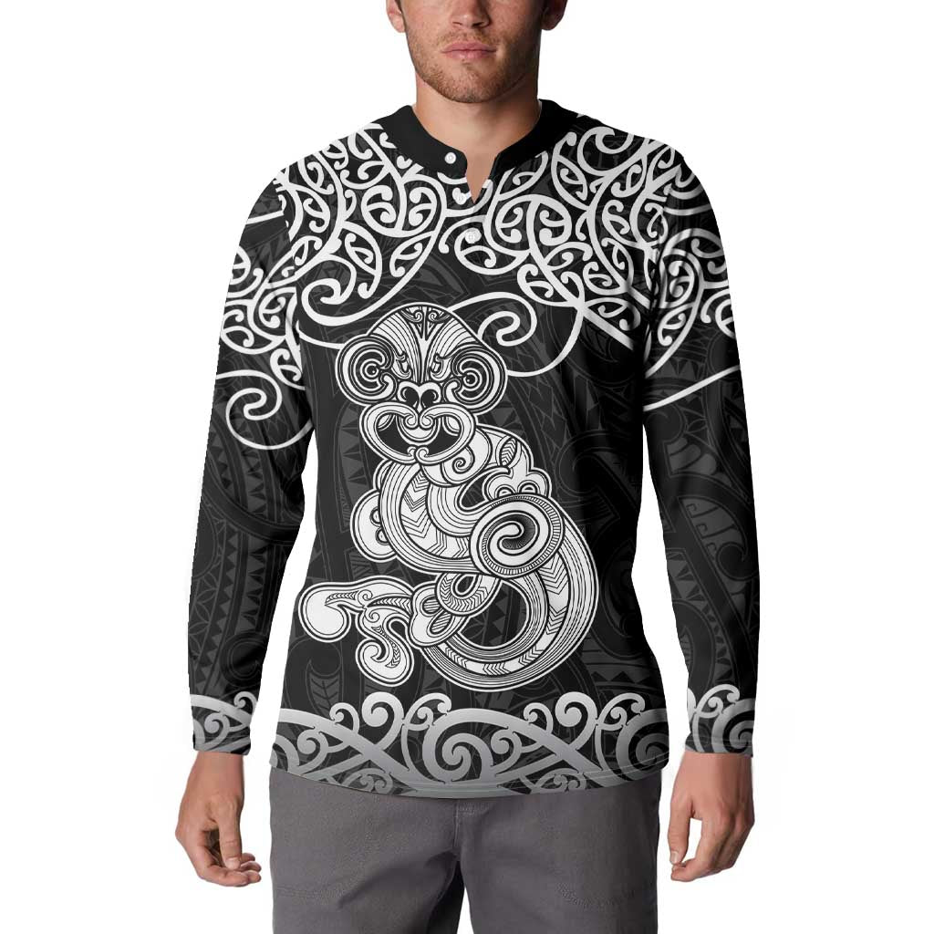 Te Reo Maori Tiki Inspired Art Button Sweatshirt
