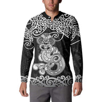 Te Reo Maori Tiki Inspired Art Button Sweatshirt