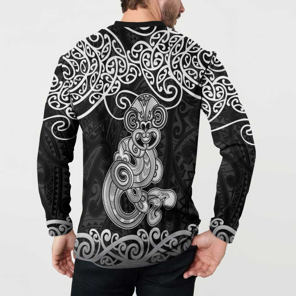 Te Reo Maori Tiki Inspired Art Button Sweatshirt