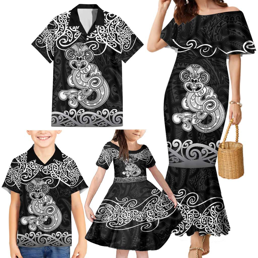 Te Reo Maori Tiki Inspired Art Family Matching Mermaid Dress and Hawaiian Shirt LT9 - Polynesian Pride