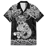 Te Reo Maori Tiki Inspired Art Family Matching Short Sleeve Bodycon Dress and Hawaiian Shirt LT9 Dad's Shirt - Short Sleeve Black - Polynesian Pride