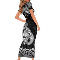 Te Reo Maori Tiki Inspired Art Family Matching Short Sleeve Bodycon Dress and Hawaiian Shirt LT9 - Polynesian Pride