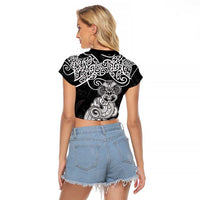 Te Reo Maori Tiki Inspired Art Raglan Cropped T Shirt LT9 - Polynesian Pride