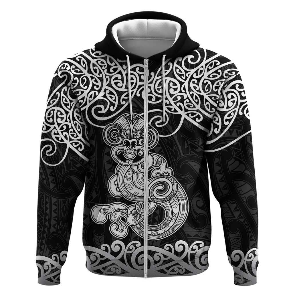 Te Reo Maori Tiki Inspired Art Zip Hoodie