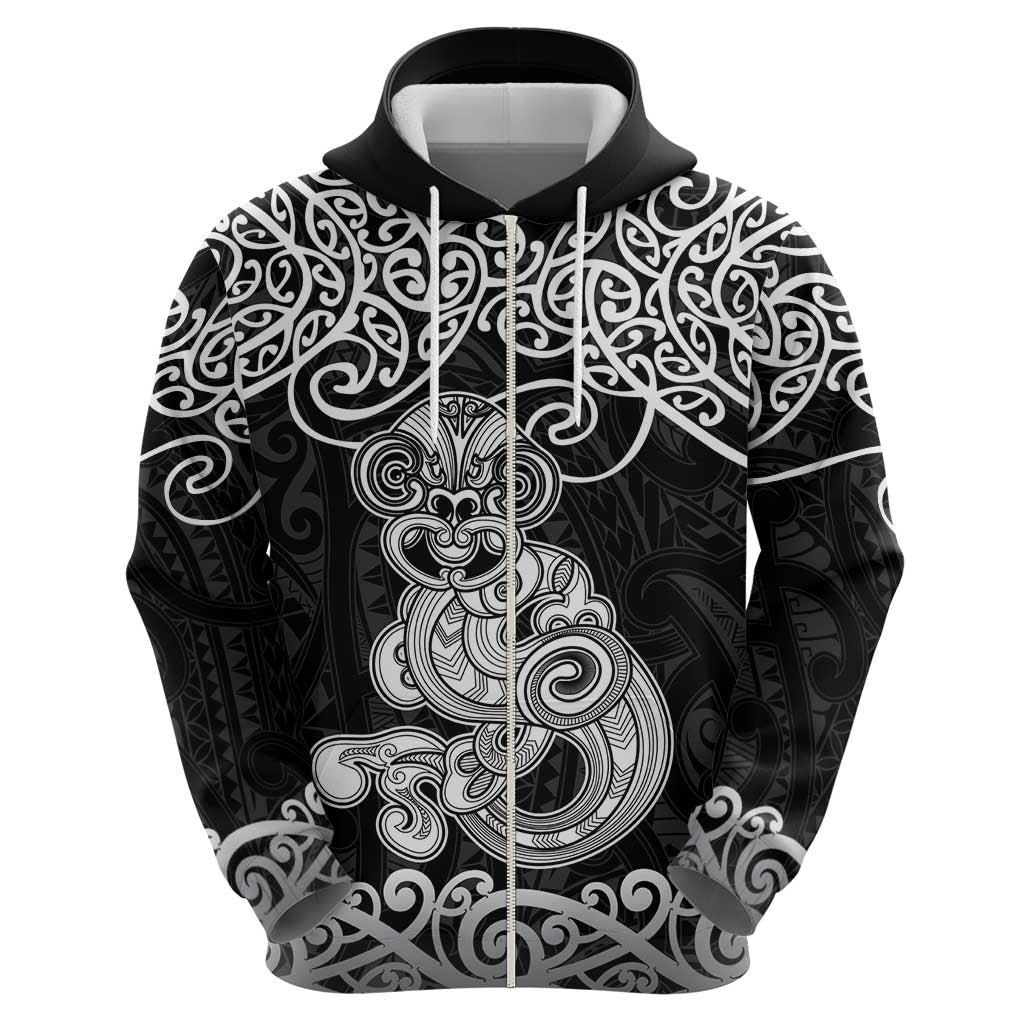 Te Reo Maori Tiki Inspired Art Zip Hoodie