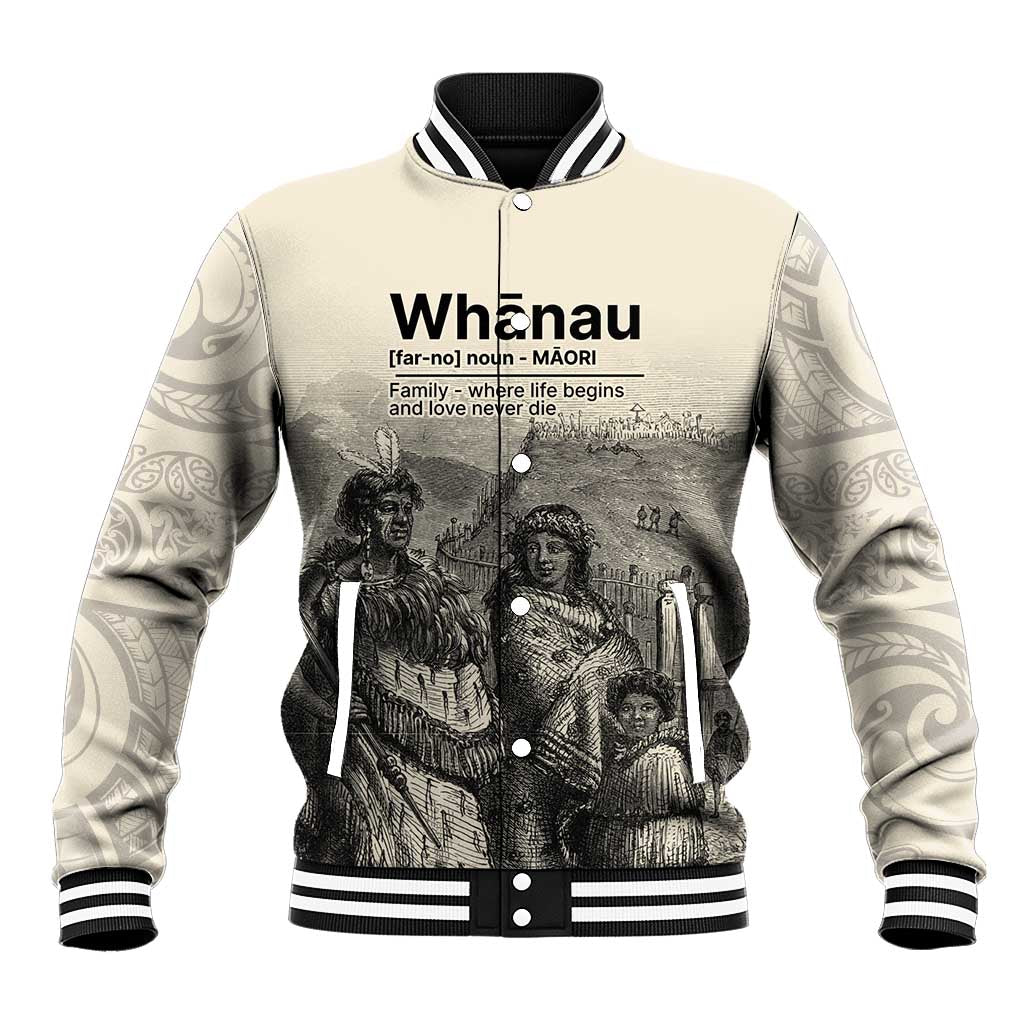 Whanau Maori Language Baseball Jacket Te Reo Maori Inspired Art