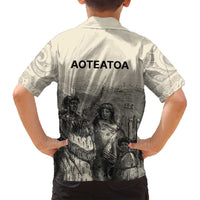 Whanau Maori Language Family Matching Long Sleeve Bodycon Dress and Hawaiian Shirt Te Reo Maori Inspired Art