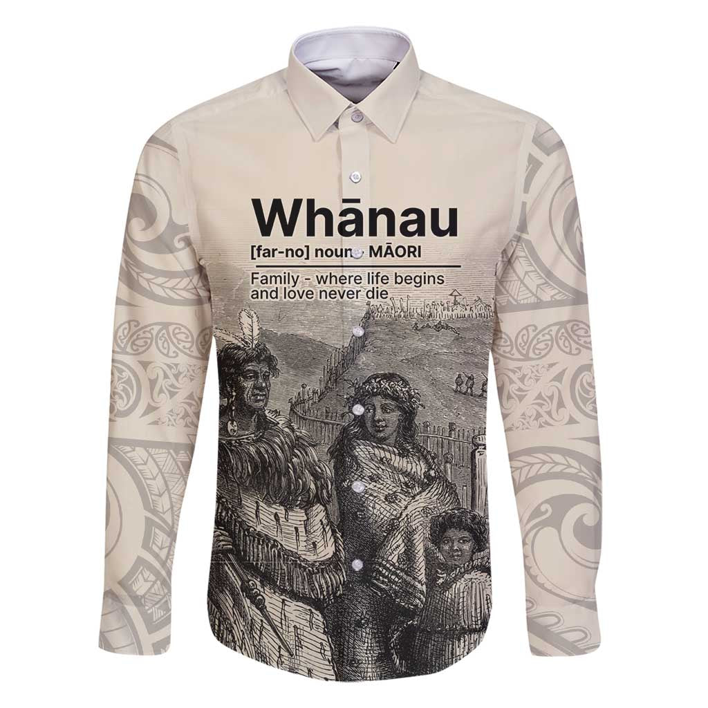 Whanau Maori Language Family Matching Long Sleeve Bodycon Dress and Hawaiian Shirt Te Reo Maori Inspired Art