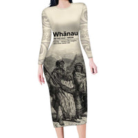 Whanau Maori Language Family Matching Long Sleeve Bodycon Dress and Hawaiian Shirt Te Reo Maori Inspired Art