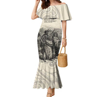 Whanau Maori Language Family Matching Mermaid Dress and Hawaiian Shirt Te Reo Maori Inspired Art LT9 Mom's Dress Nude - Polynesian Pride