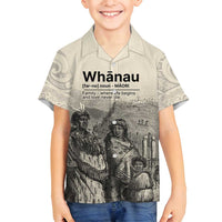 Whanau Maori Language Family Matching Tank Maxi Dress and Hawaiian Shirt Te Reo Maori Inspired Art LT9 Son's Shirt Nude - Polynesian Pride
