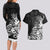 Polynesian Sunset Plumeria Couples Matching Long Sleeve Bodycon Dress and Hawaiian Shirt Pacific Island Tribal Black Style LT9 - Polynesian Pride