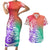 Polynesian Sunset Plumeria Couples Matching Short Sleeve Bodycon Dress and Hawaiian Shirt Pacific Island Tribal Blossom Style LT9 Blossom - Polynesian Pride