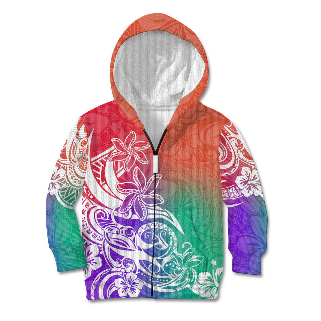 Polynesian Sunset Plumeria Kid Hoodie Pacific Island Tribal Blossom Style LT9 Zip Hoodie Blossom - Polynesian Pride