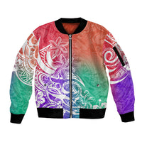 Polynesian Sunset Plumeria Sleeve Zip Bomber Jacket Pacific Island Tribal Blossom Style LT9 Unisex Blossom - Polynesian Pride