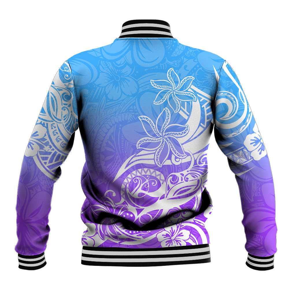 Polynesian Sunset Plumeria Baseball Jacket Pacific Island Tribal Blue Style LT9 - Polynesian Pride