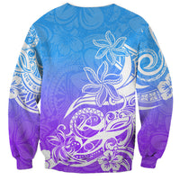 Polynesian Sunset Plumeria Sweatshirt Pacific Island Tribal Blue Style LT9 - Polynesian Pride