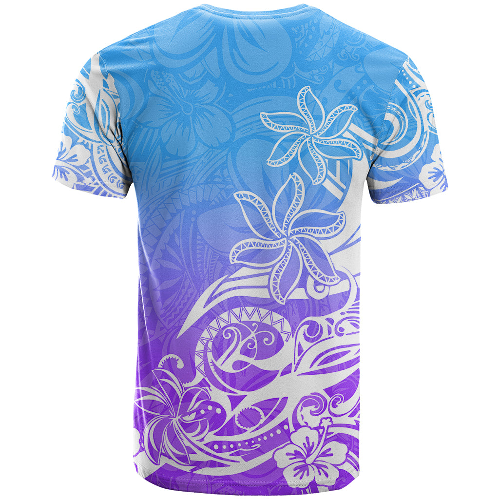Polynesian Sunset Plumeria T Shirt Pacific Island Tribal Blue Style LT9 - Polynesian Pride