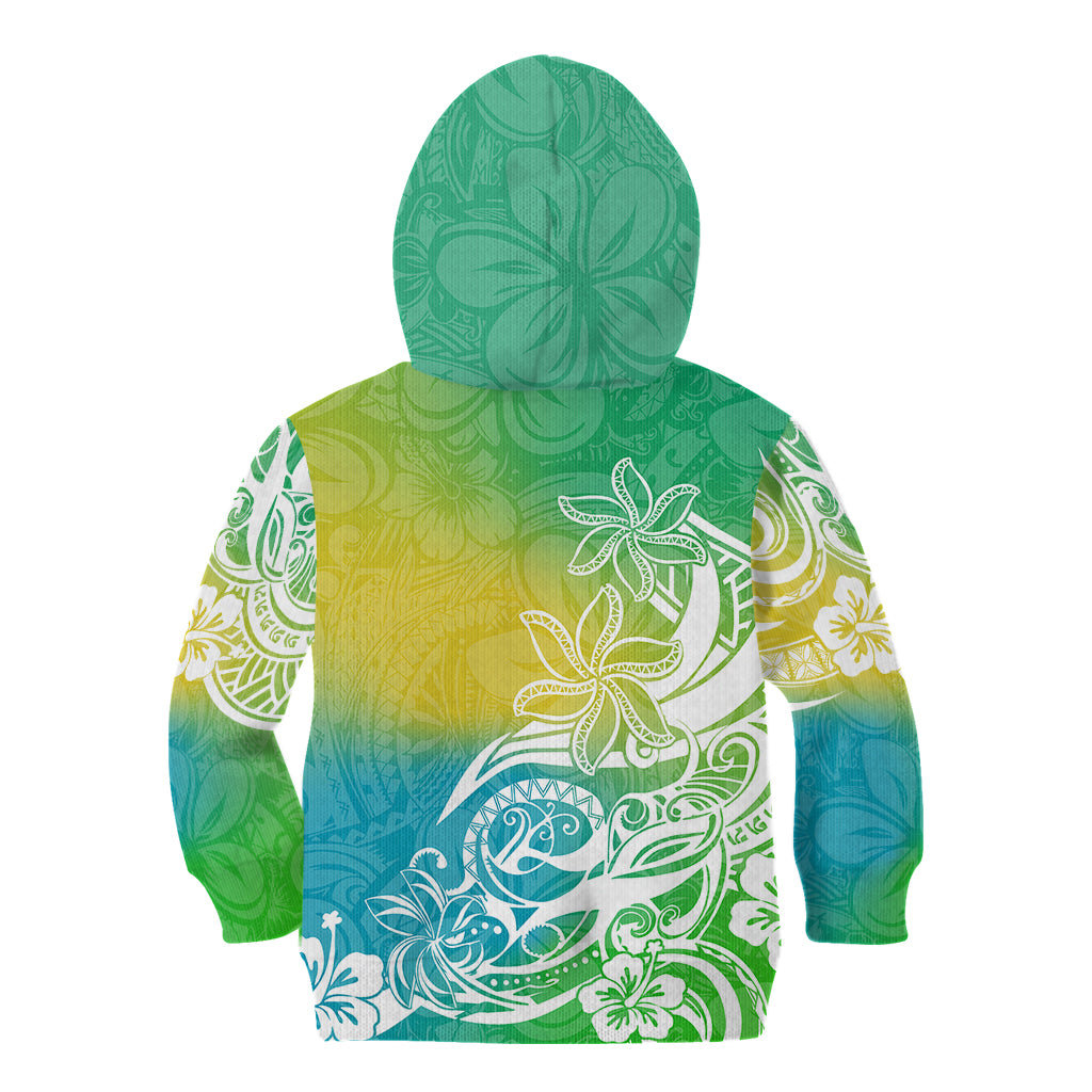 Polynesian Sunset Plumeria Kid Hoodie Pacific Island Tribal Green Style LT9 - Polynesian Pride