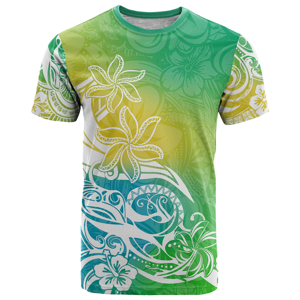 Polynesian Sunset Plumeria T Shirt Pacific Island Tribal Green Style LT9 Green - Polynesian Pride