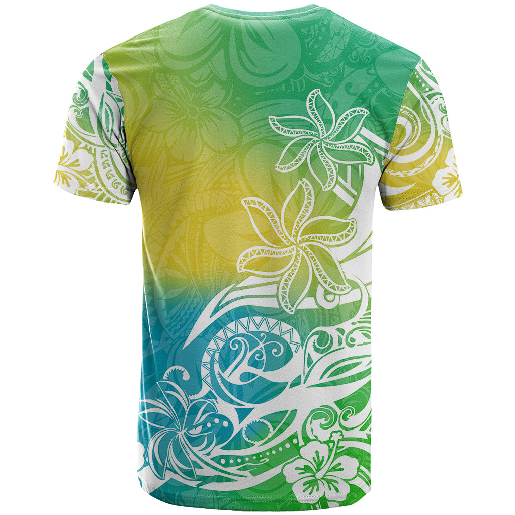 Polynesian Sunset Plumeria T Shirt Pacific Island Tribal Green Style LT9 - Polynesian Pride