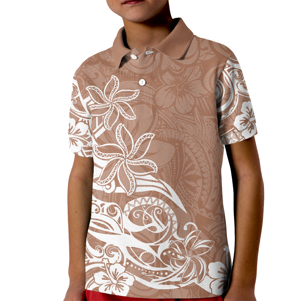 Polynesian Sunset Plumeria Kid Polo Shirt Pacific Island Tribal Nude Style LT9 Kid Nude - Polynesian Pride