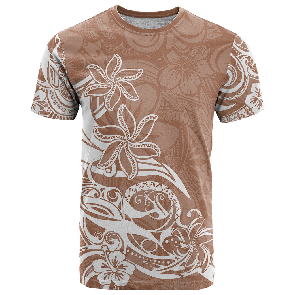 Polynesian Sunset Plumeria T Shirt Pacific Island Tribal Nude Style LT9 Nude - Polynesian Pride