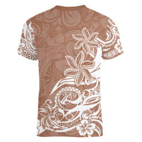 Polynesian Sunset Plumeria Women V Neck T Shirt Pacific Island Tribal Nude Style LT9 - Polynesian Pride