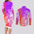 Polynesian Sunset Plumeria Couples Matching Long Sleeve Bodycon Dress and Long Sleeve Button Shirts Pacific Island Tribal Purple Style LT9 - Polynesian Pride