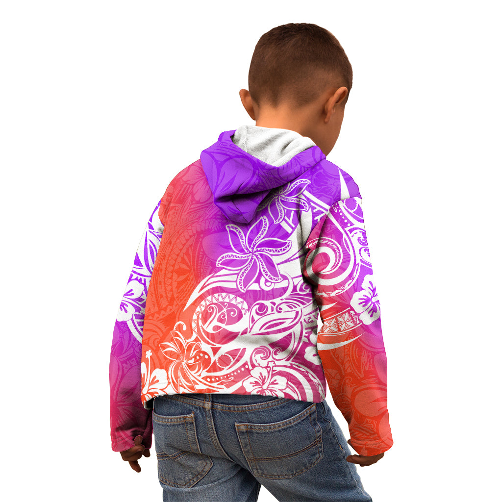 Polynesian Sunset Plumeria Kid Hoodie Pacific Island Tribal Purple Style LT9 - Polynesian Pride