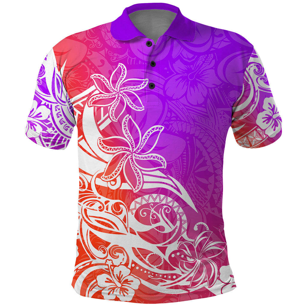 Polynesian Sunset Plumeria Polo Shirt Pacific Island Tribal Purple Style LT9 Purple - Polynesian Pride