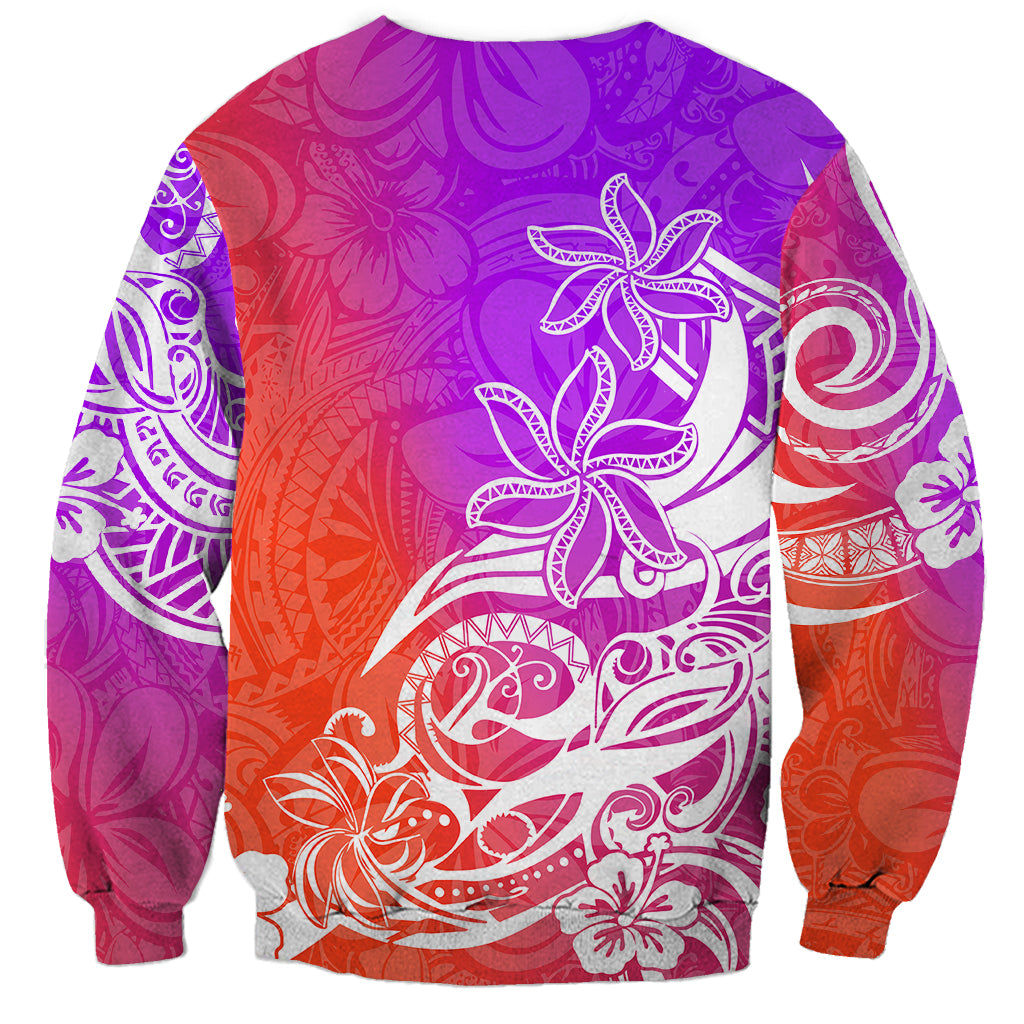 Polynesian Sunset Plumeria Sweatshirt Pacific Island Tribal Purple Style LT9 - Polynesian Pride