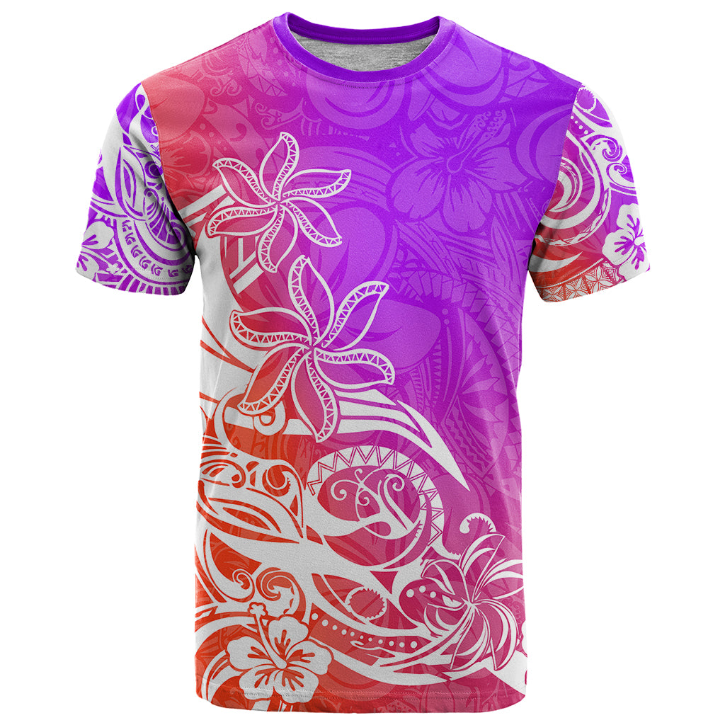 Polynesian Sunset Plumeria T Shirt Pacific Island Tribal Purple Style LT9 Purple - Polynesian Pride