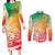 Polynesian Sunset Plumeria Couples Matching Long Sleeve Bodycon Dress and Long Sleeve Button Shirts Pacific Island Tribal Reggae Style LT9 Reggae - Polynesian Pride