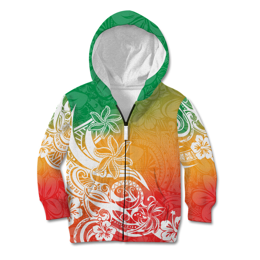 Polynesian Sunset Plumeria Kid Hoodie Pacific Island Tribal Reggae Style LT9 Zip Hoodie Reggae - Polynesian Pride
