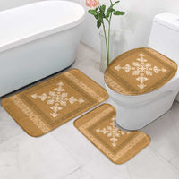 Hawaiian Quilt Block Design Bathroom Set Gold Hawaii Culture Motifs - Polynesian Pride