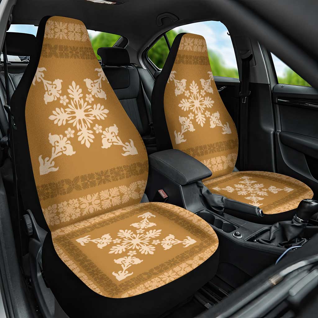 Hawaiian Quilt Block Design Car Seat Cover Gold Hawaii Culture Motifs - Polynesian Pride