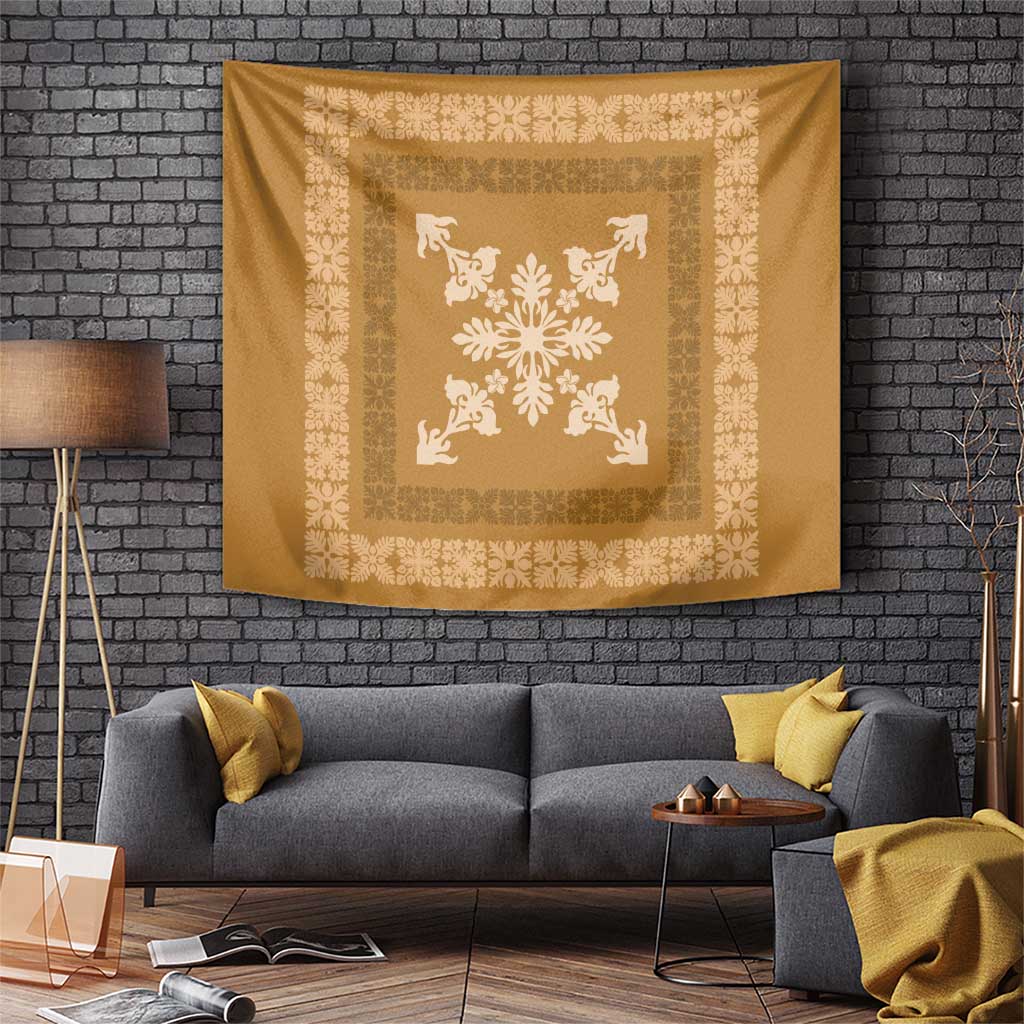 Hawaiian Quilt Block Design Tapestry Gold Hawaii Culture Motifs LT9 Gold - Polynesian Pride
