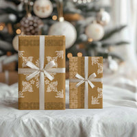 Hawaiian Quilt Block Design Wrapping Paper Gold Hawaii Culture Motifs - Polynesian Pride