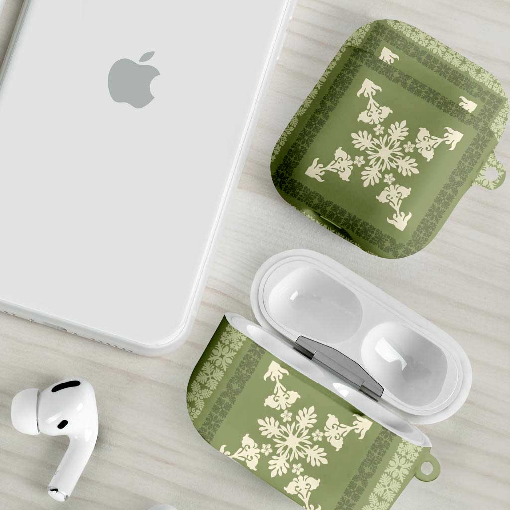 Hawaiian Quilt Block Design AirPods Case Lime Hawaii Culture Motifs - Polynesian Pride