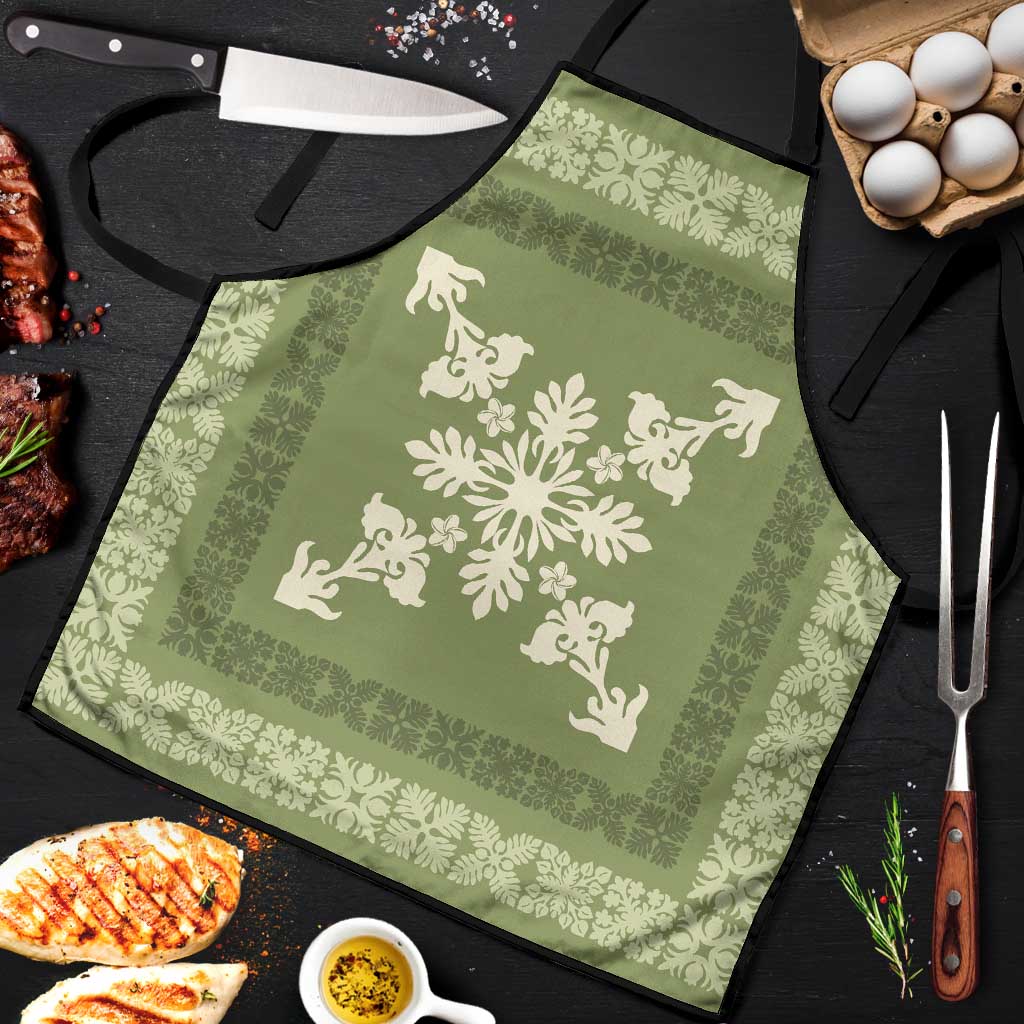 Hawaiian Quilt Block Design Apron Lime Hawaii Culture Motifs - Polynesian Pride