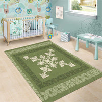 Hawaiian Quilt Block Design Area Rug Lime Hawaii Culture Motifs - Polynesian Pride