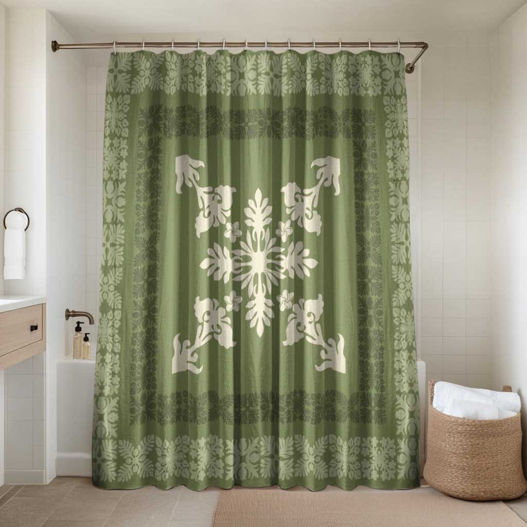 Hawaiian Quilt Block Design Bathroom Set Lime Hawaii Culture Motifs - Polynesian Pride